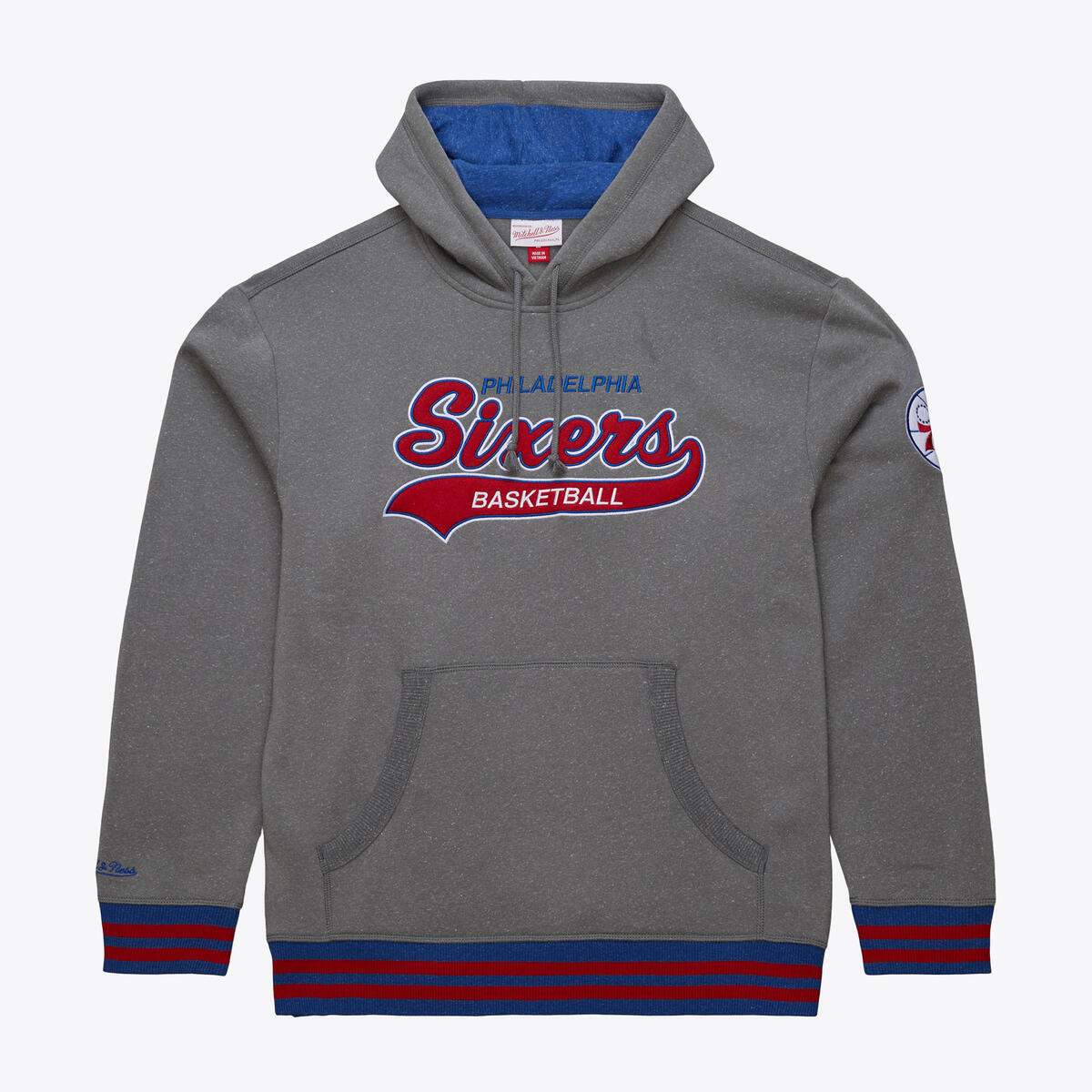 NBA SNOW WASHED FLEECE HOODIE VINTAGE LOGO 76ERS Grey Heather TH8046-P76GYHT - Image 4