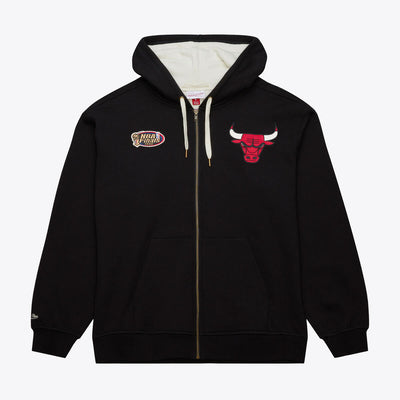 NBA PLAYOFF WIN 2.0 FULL ZIP FLEECE VINTAGE LOGO BULLS Black TH8063-CBUBLCK - Image 1