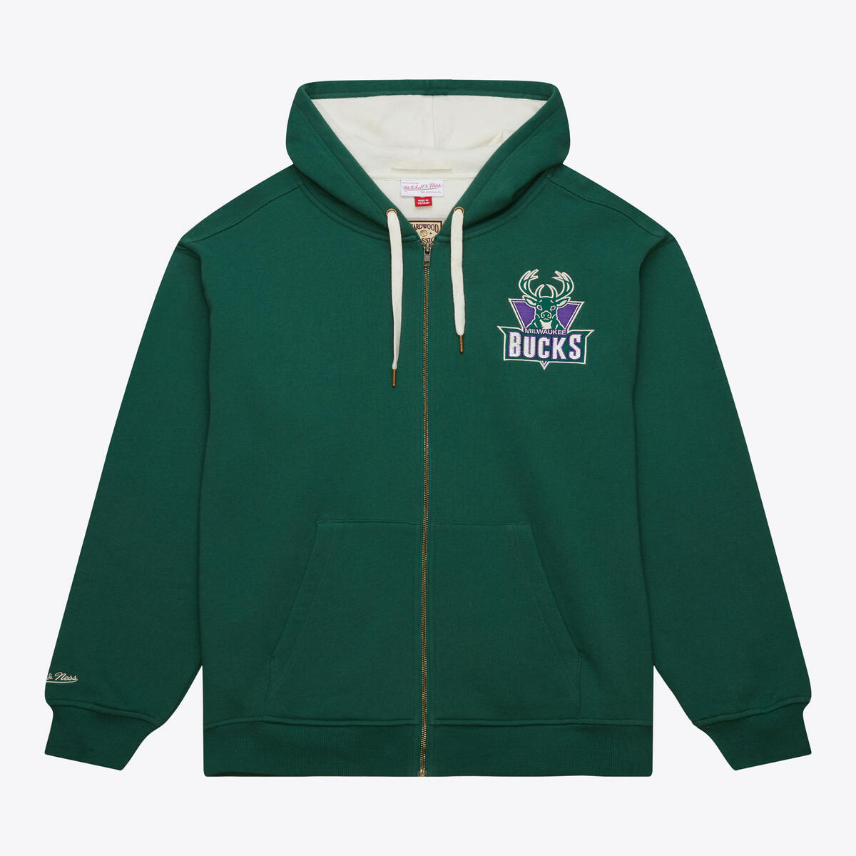 NBA PLAYOFF WIN 2.0 FULL ZIP FLEECE VINTAGE LOGO BUCKS Bucks Green TH8063-MBUBUGN - Image 1