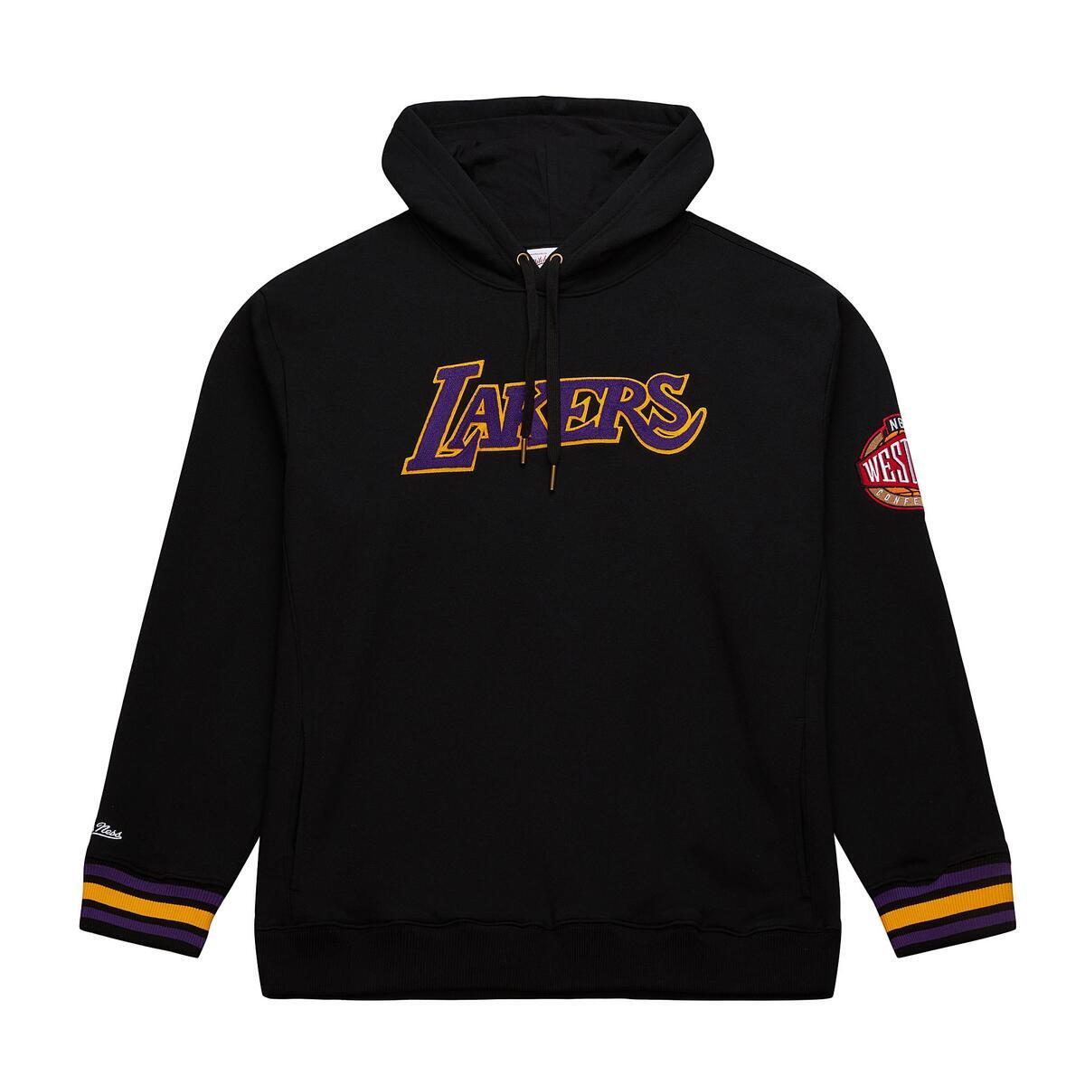NBA CHAINSTITCH FLEECE HOODIE VINTAGE LOGO LAKERS Black TH8091-LALBLCK - Image 1