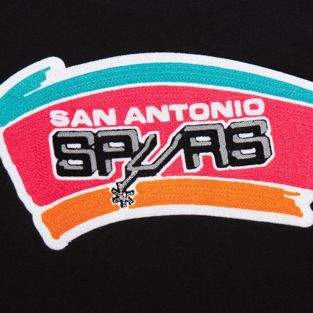 NBA CHAINSTITCH FLEECE HOODIE VINTAGE LOGO SPURS Black TH8091-SASBLCK - Image 3