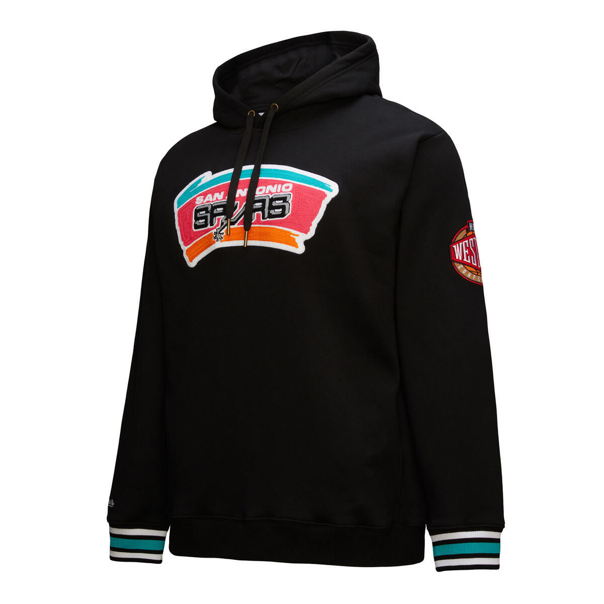 NBA CHAINSTITCH FLEECE HOODIE VINTAGE LOGO SPURS Black TH8091-SASBLCK - Image 7