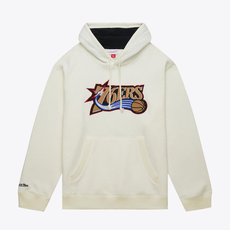 NBA HERITAGE FLEECE HOODIE VINTAGE LOGO 76ERS Cream TH8273-P76CREA - Image 3