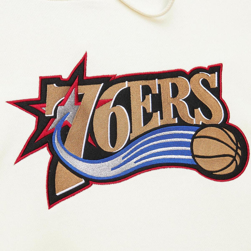 NBA HERITAGE FLEECE HOODIE VINTAGE LOGO 76ERS Cream TH8273-P76CREA - Image 1