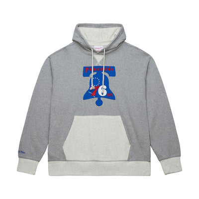 NBA HERITAGE COLLECTION FLEECE HOODIE VINTAGE LOGO 76ERS GREY HEATHER-CREAM TH9280-P76GHCR - Image 4