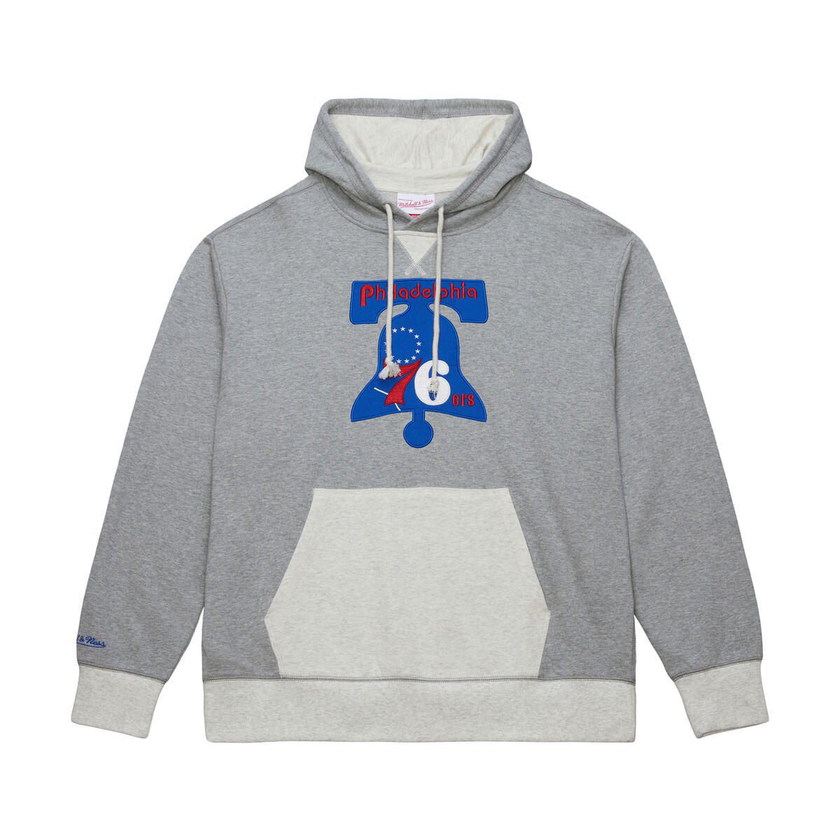 NBA HERITAGE COLLECTION FLEECE HOODIE VINTAGE LOGO 76ERS GREY HEATHER-CREAM TH9280-P76GHCR - Image 4