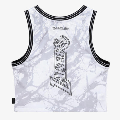 NBA W MARBLE CROP TANK LAKERS - Pattern-White - Image 2