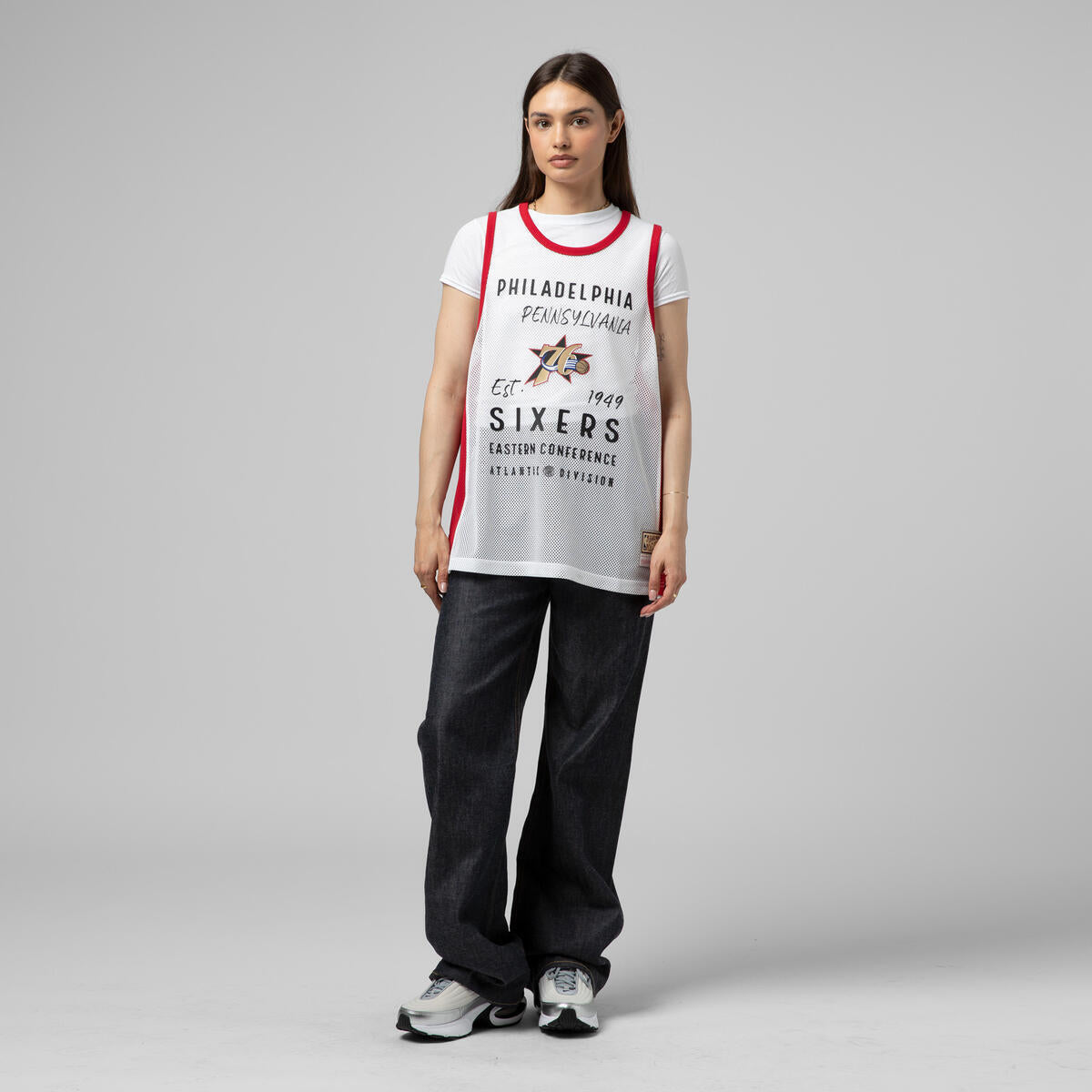 NBA WOMEN'S OVERSIZED MESH TANK TOP 76ERS - White - Image 7