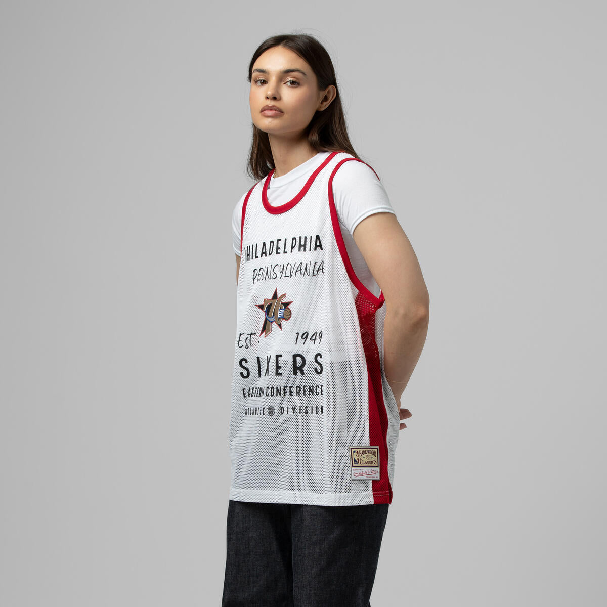 NBA WOMEN'S OVERSIZED MESH TANK TOP 76ERS - White - Image 8
