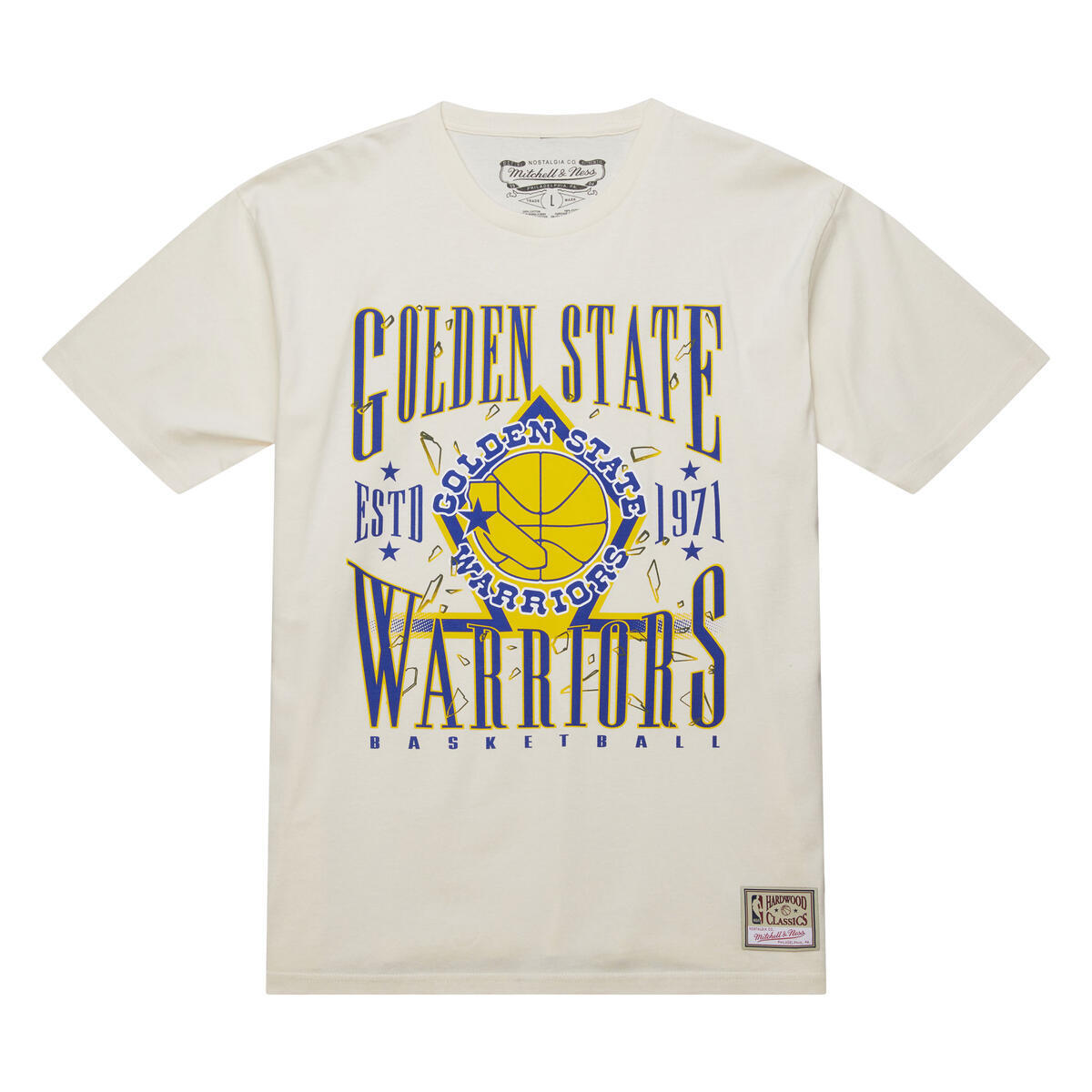 NBA SHATTERED LOCKUP TEE WARRIORS - VINTAGE WHITE - Image 1