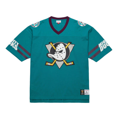 NHL PLAYMAKER COTTON MESH V-NECK VINTAGE LOGO DUCKS DUCKS TEAL TP11153-ADUDUTE - Image 1