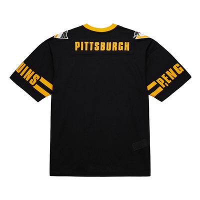 NHL PLAYMAKER COTTON MESH V-NECK VINTAGE LOGO PENGUINS Black TP11153-PPEBLCK - Image 2