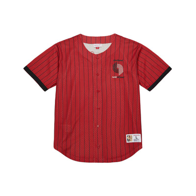 NBA FINAL SECONDS STRIPED MESH BF VINTAGE LOGO TRAIL BLAZERS Scarlet TP12571-PTBSCAR - Image 1