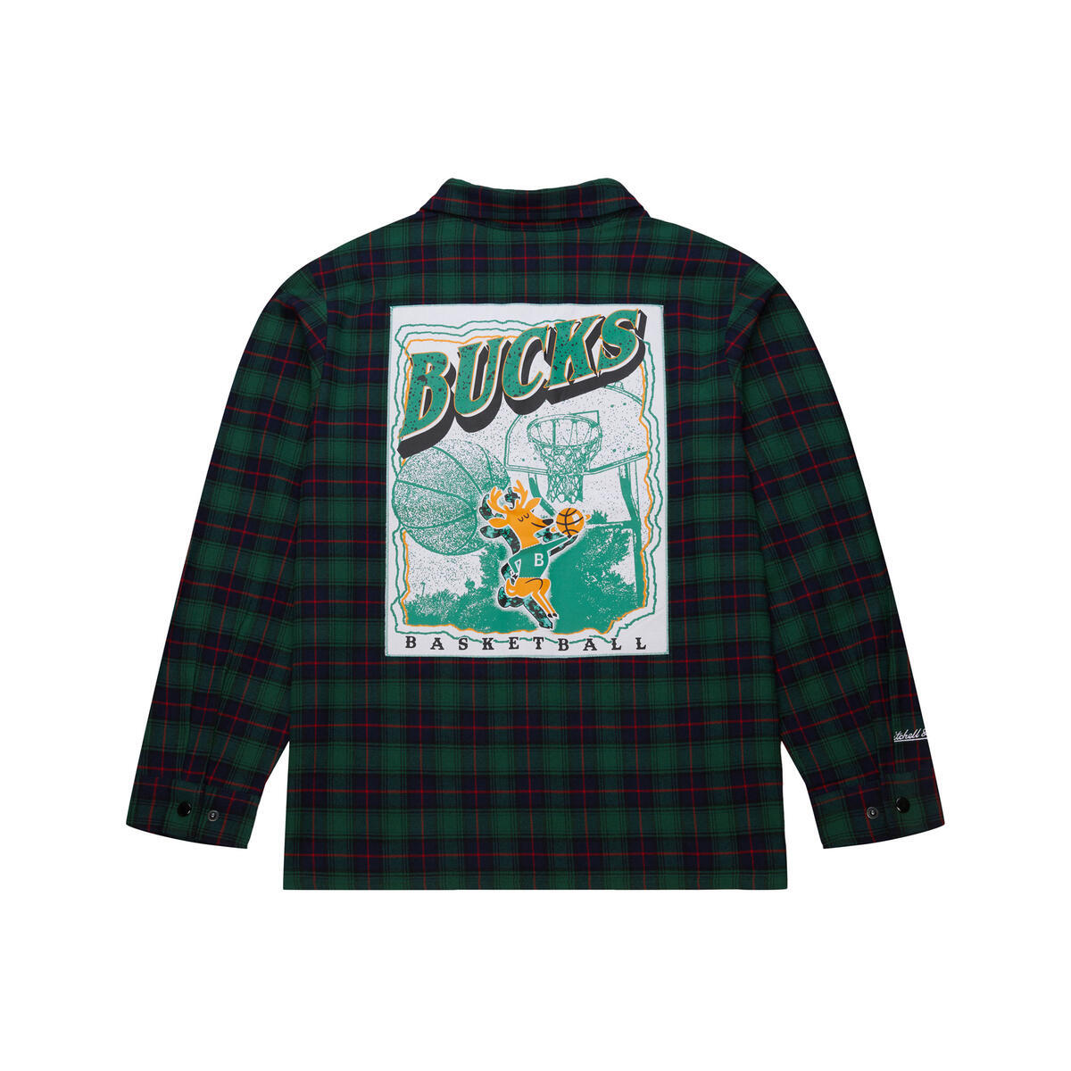 NBA PLAID LS BUTTON UP BUCKS Green TP9078-MBUGREN - Image 2