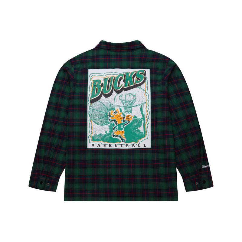 NBA PLAID LS BUTTON UP BUCKS Green TP9078-MBUGREN - Image 2