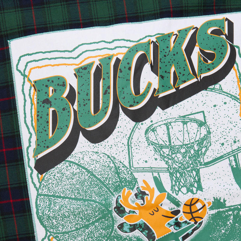 NBA PLAID LS BUTTON UP BUCKS Green TP9078-MBUGREN - Image 5