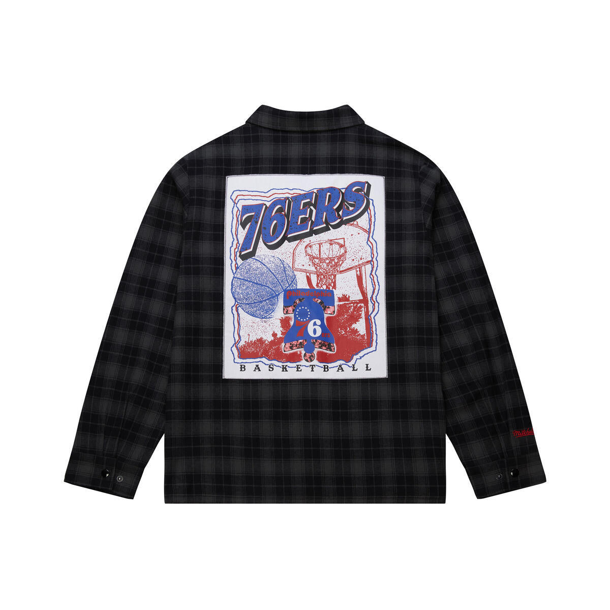 NBA PLAID LS BUTTON UP 76ERS Black TP9078-P76BLCK - Image 4