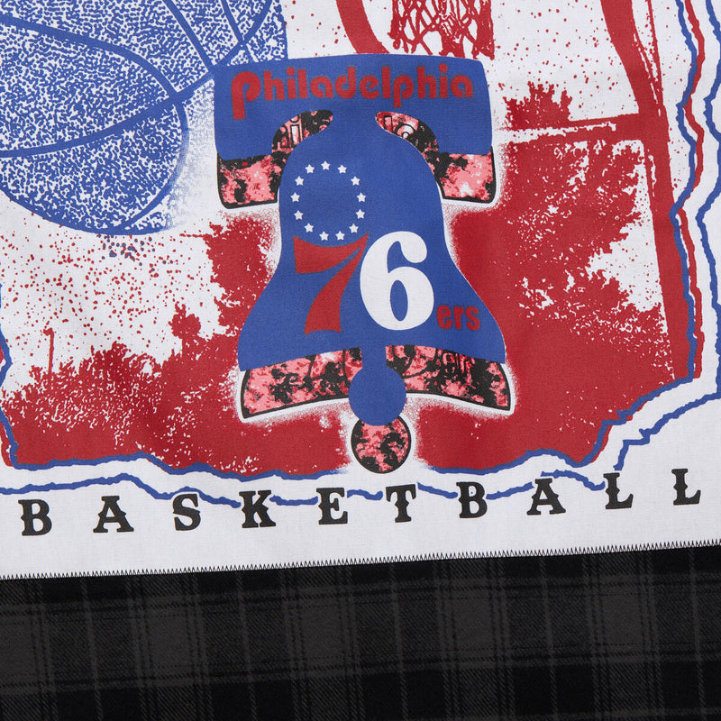 NBA PLAID LS BUTTON UP 76ERS Black TP9078-P76BLCK - Image 3