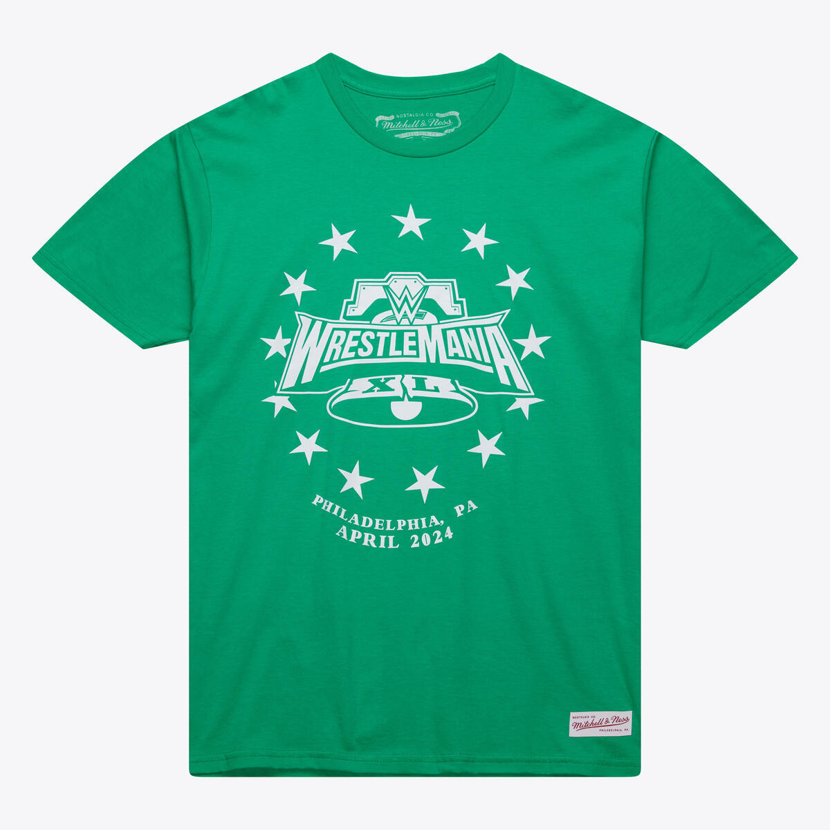 WWE WM40 REVOLUTION TEE WRESTLEMANIA KELLY GREEN TP9972-WRTKYGN - Image 1