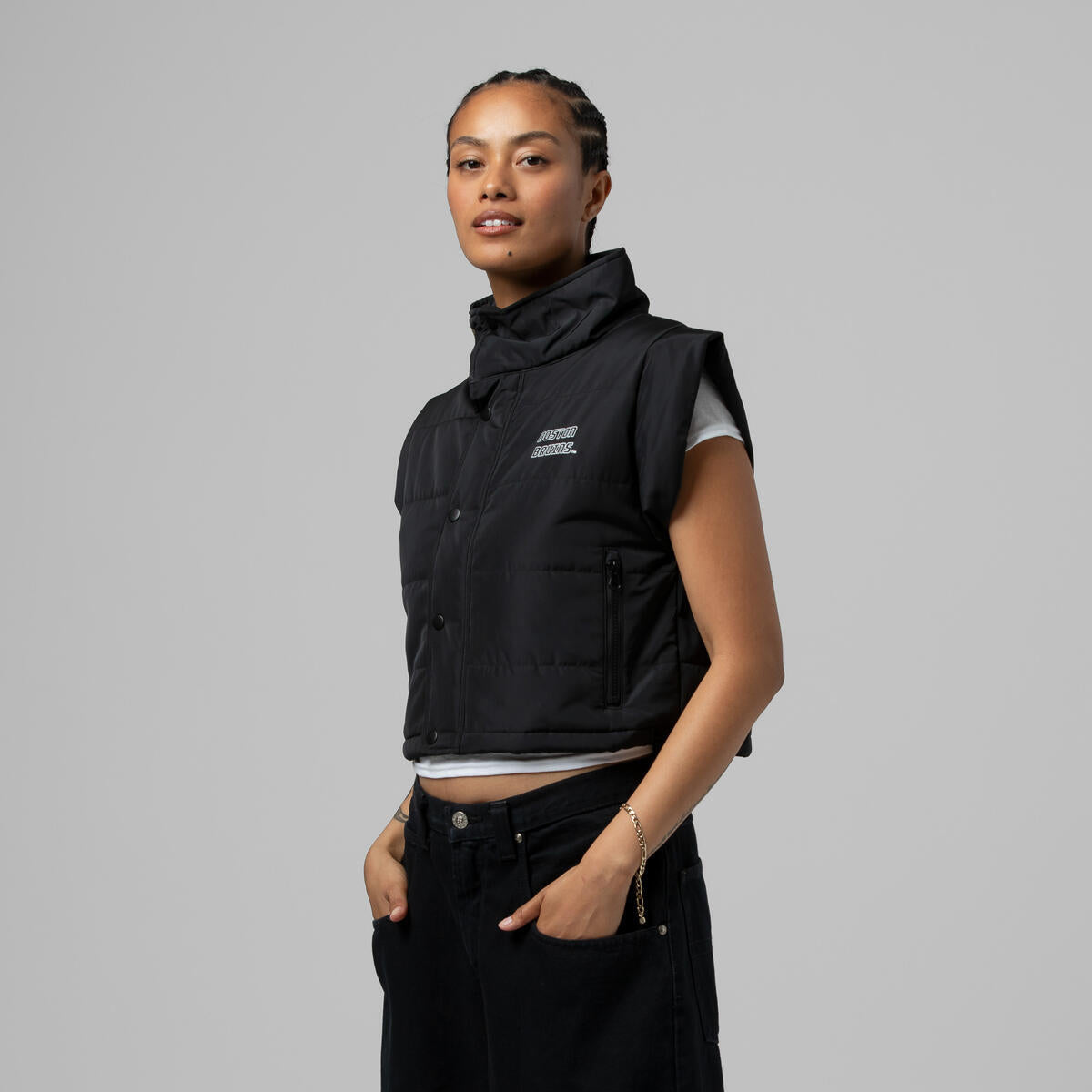 NHL WOMEN'S CROP PUFFER VEST BRUINS - Black - Image 10