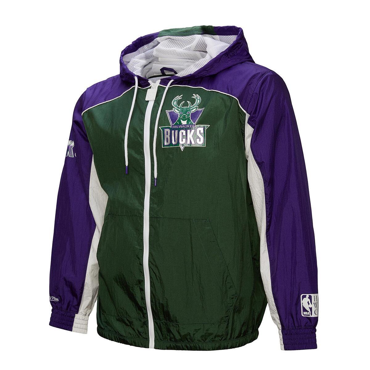 NBA BIG SHOT PREMIUM WINBREAKER VINTAGE LOGO BUCKS Multi-White ZF8070-MBUMTWH - Image 2