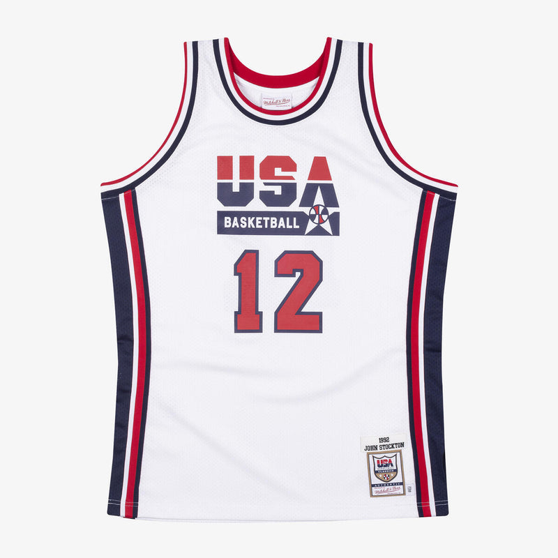 NBA AUTHENTIC JERSEY USA 1992 JOHN STOCKTON - White