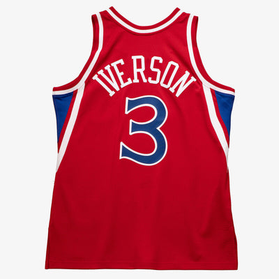 NBA AUTHENTIC JERSEY 76ERS 1996 ALLEN IVERSON Scarlet AJY4CP19161-P76SCAR96AIV - Image 5