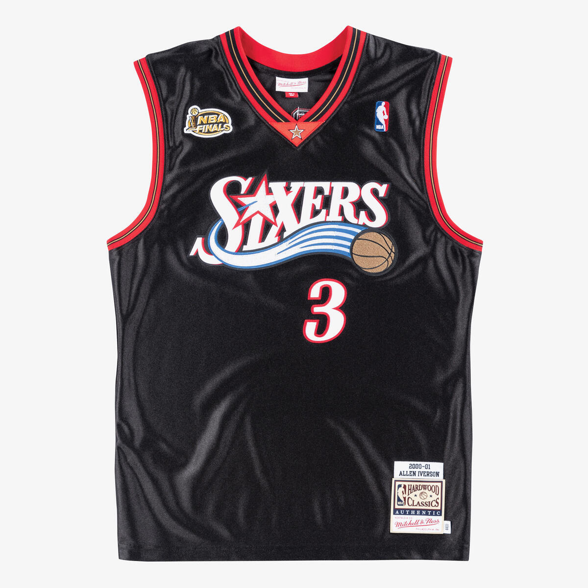 NBA AUTHENTIC ROAD FINALS JERSEY 76ERS 2000 ALLEN IVERSON Black AJY4GS18104-P76BLCK00AIV - Image 1