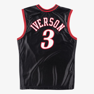 NBA AUTHENTIC ROAD FINALS JERSEY 76ERS 2000 ALLEN IVERSON Black AJY4GS18104-P76BLCK00AIV - Image 2