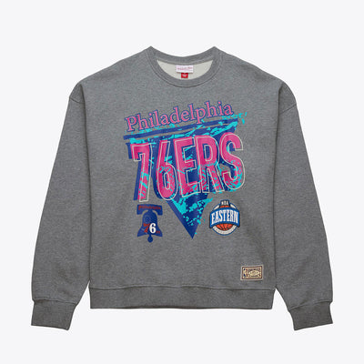 NBA 90s REFLECTIVE HEATHER CREWNECK SWEATSHIRT 76ERS Grey Heather OJPO6777-P76YYPPPGYHT - Image 4