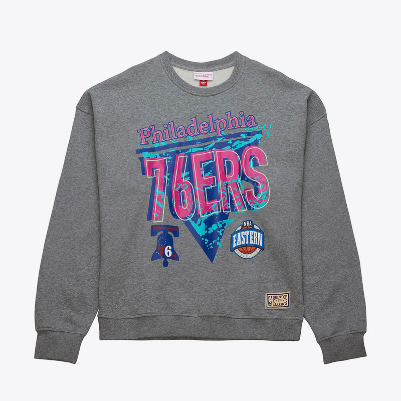 NBA 90s REFLECTIVE HEATHER CREWNECK SWEATSHIRT 76ERS Grey Heather OJPO6777-P76YYPPPGYHT - Image 4