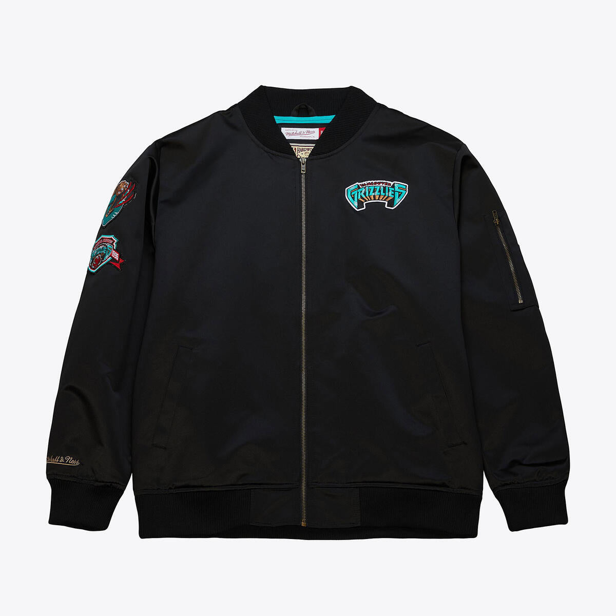 NBA LIGHTWEIGHT SATIN BOMBER VINTAGE LOGO GRIZZLIES Black SJKT6599-VGRYYPPPBLCK - Image 7