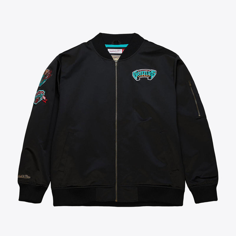 NBA LIGHTWEIGHT SATIN BOMBER VINTAGE LOGO GRIZZLIES Black SJKT6599-VGRYYPPPBLCK - Image 7