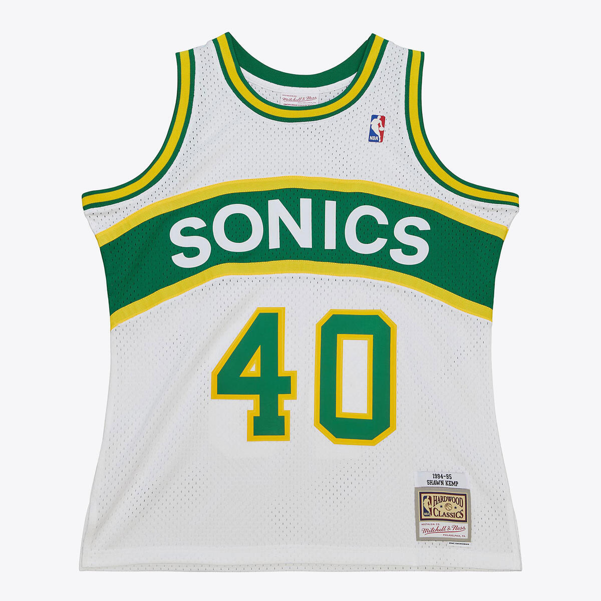 NBA HOME JERSEY SUPERSONICS 1994 SHAWN KEMP White SMJY5711-SSU94SKEWHIT - Image 1