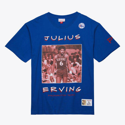 NBA HEAVYWEIGHT PREMIUM PLAYER TEE VINTAGE LOGO 76ERS JULIUS ERVING Royal TCRW6611-P76YYJERROYA - Image 6